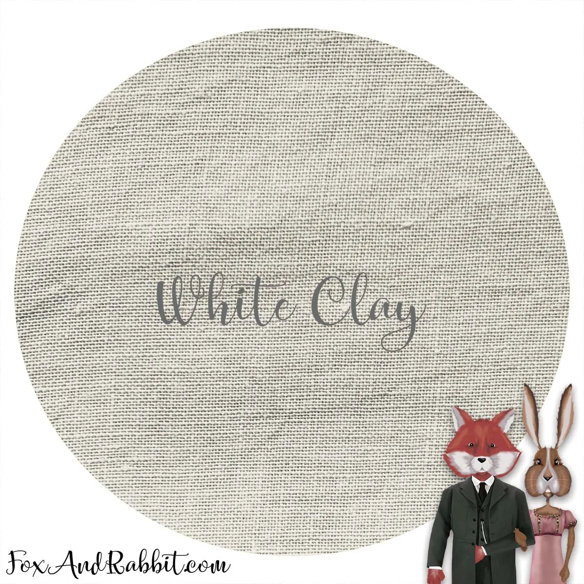 Hand Dyed Linen - Fox and Rabbit White Clay