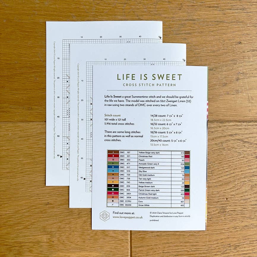 Life Is Sweet - Printed Chart
