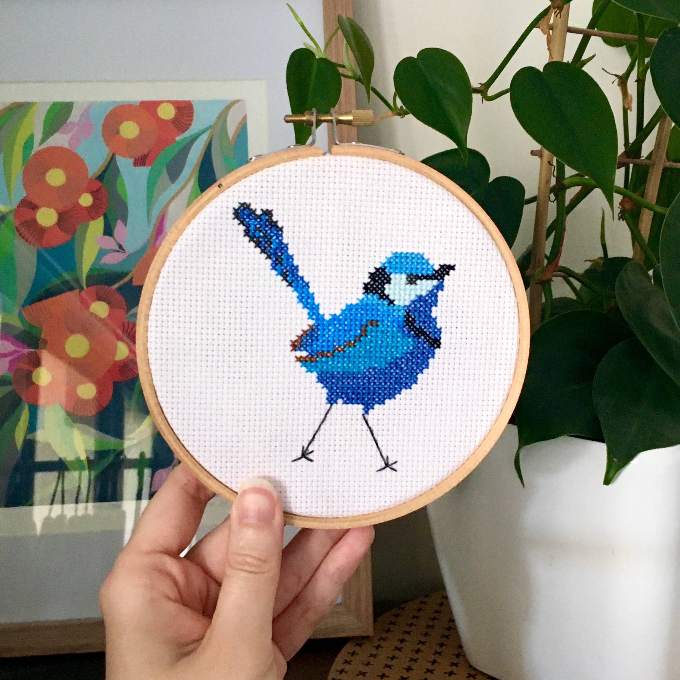 Splendid Fairy-wren Cross Stitch Kit: Without embroidery hoop