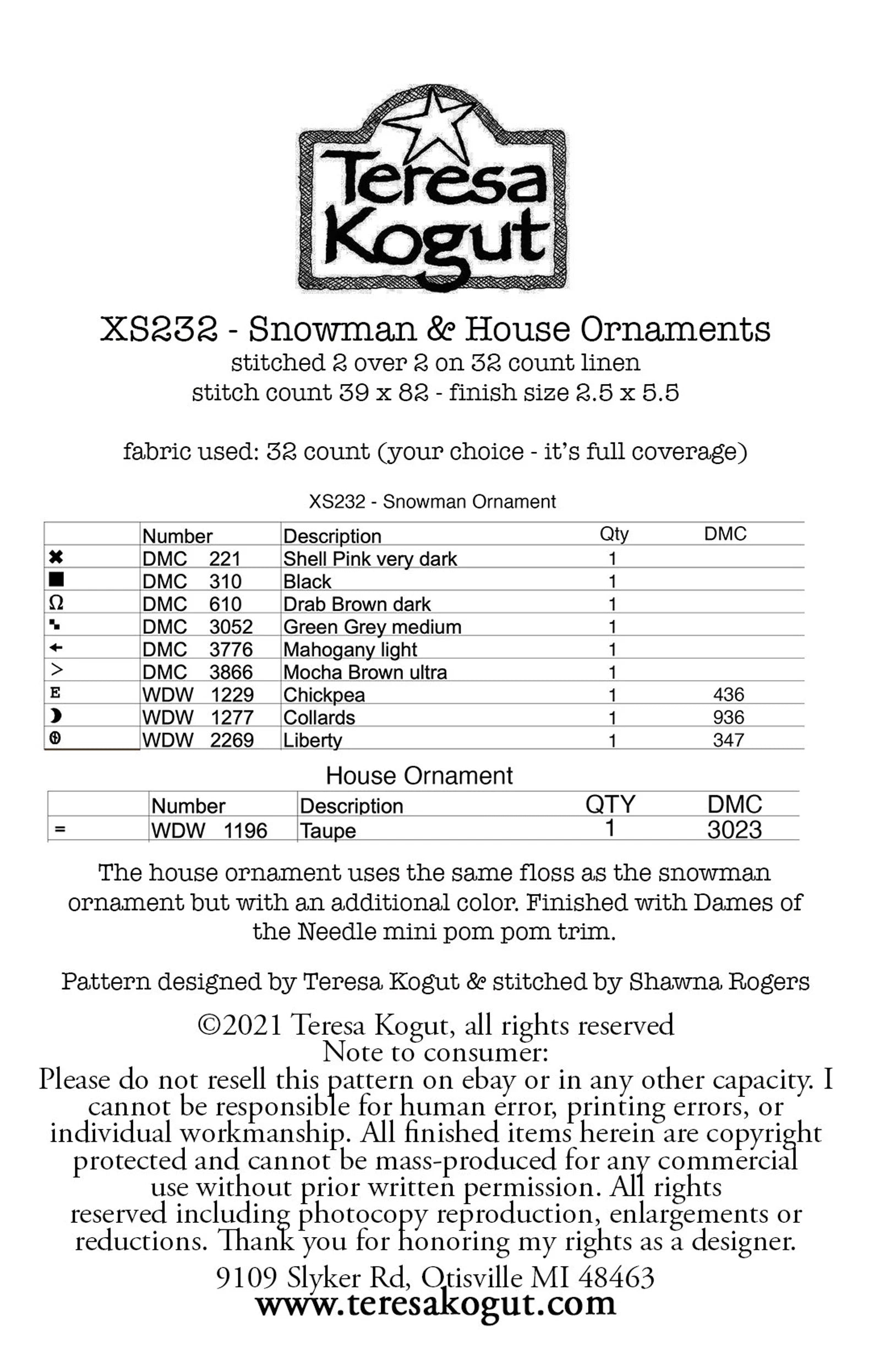 Teresa Kogut - Snowman & House Ornaments