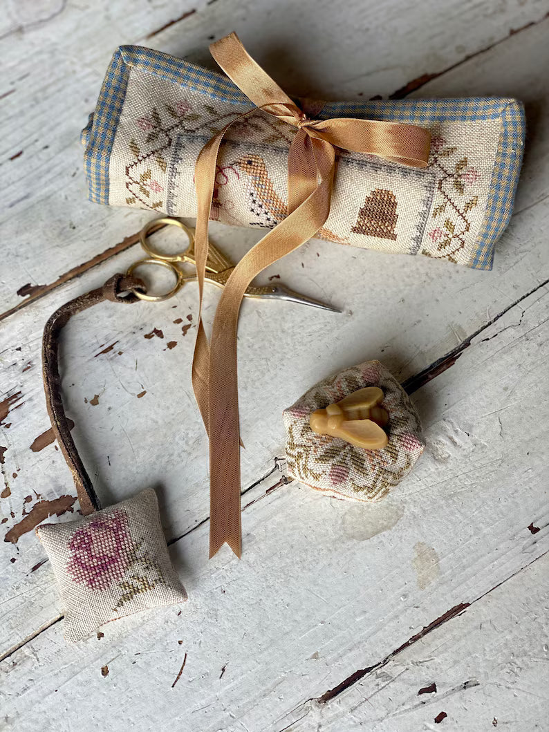Stacy Nash - Bees & Birds Sewing Roll, Biscornu & Scissor Fob