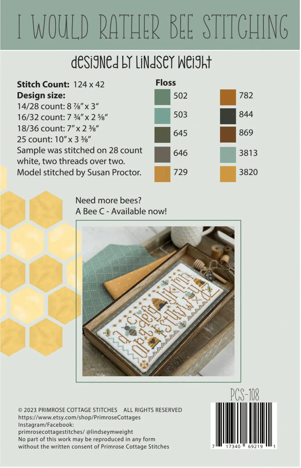 Primrose Cottage I Would Rather Bee Stitching