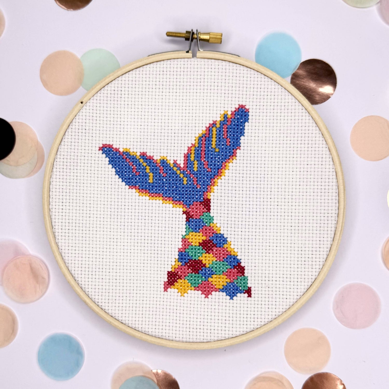 Mermaid Deep Dive Cross Stitch Kit: Without embroidery hoop