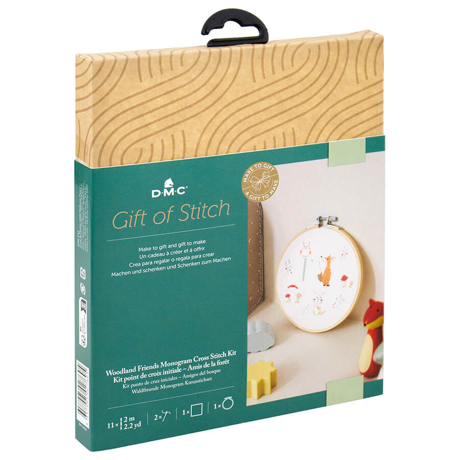 DMC GIFT OF STITCH-BABY WOODLAND FRIENDS MONOGRAM CROSS STITCH KIT 15.7X15.7CM
