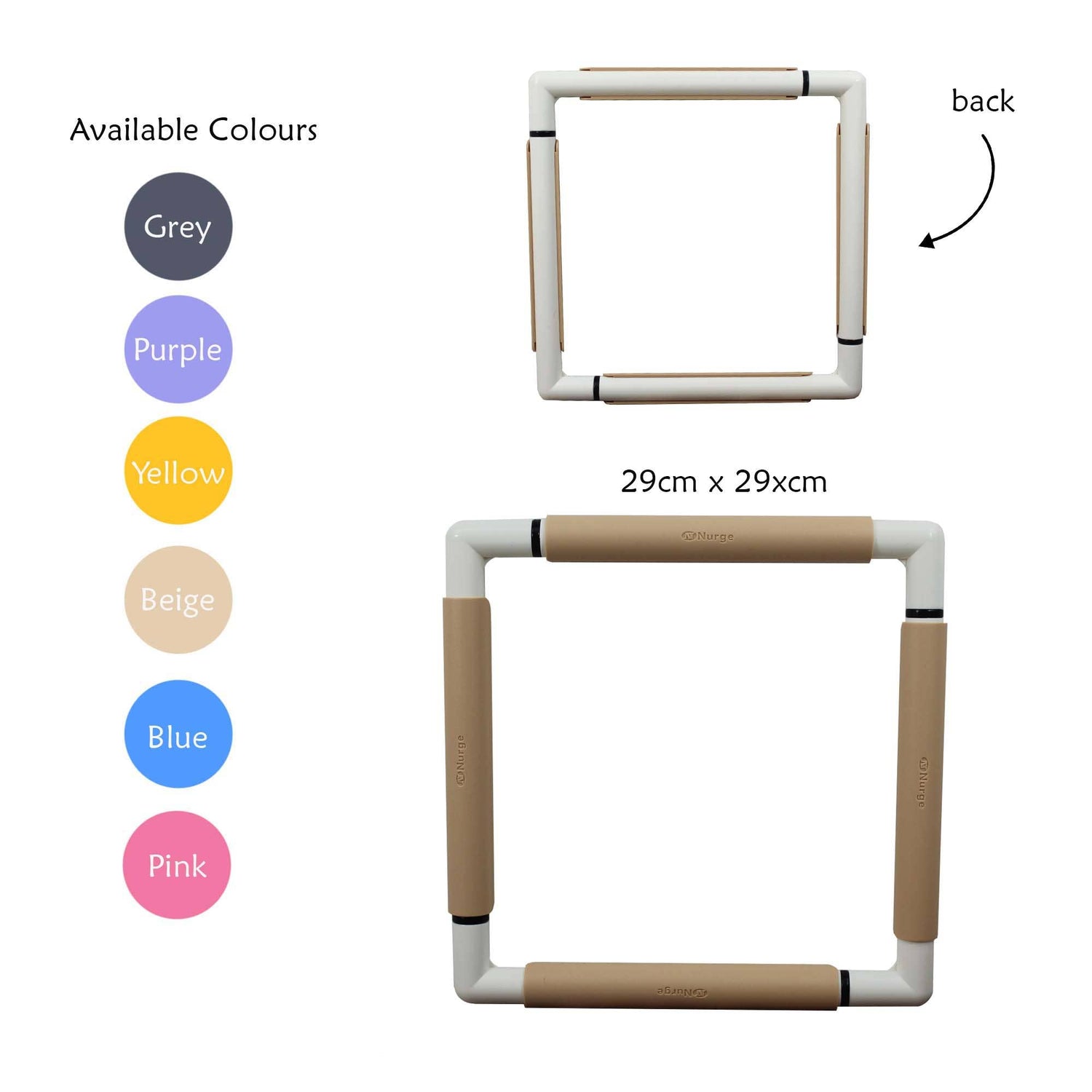 Nurge Embroidery Snap Frame 29cm x 29cm in 6 Colours