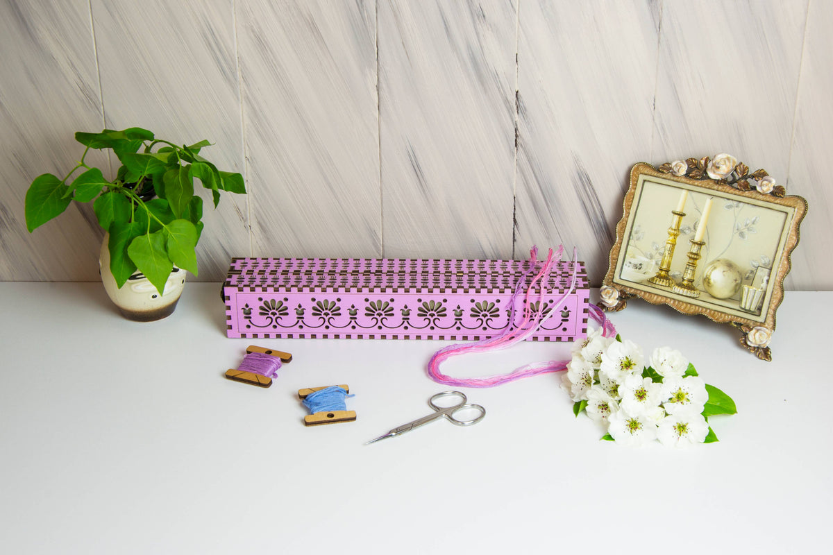 Wooden Needle Organizer for Embroidery and Cross Stitch: Lavender