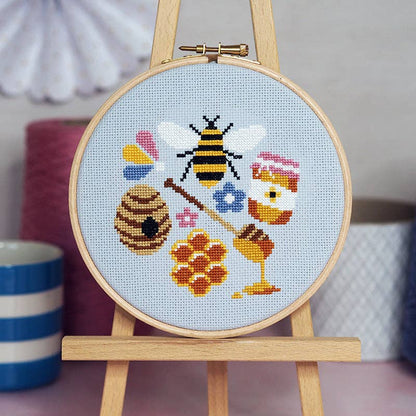 Oh Beehive - Cross Stitch Kit: Standard kit with 14 count aida (no hoop)