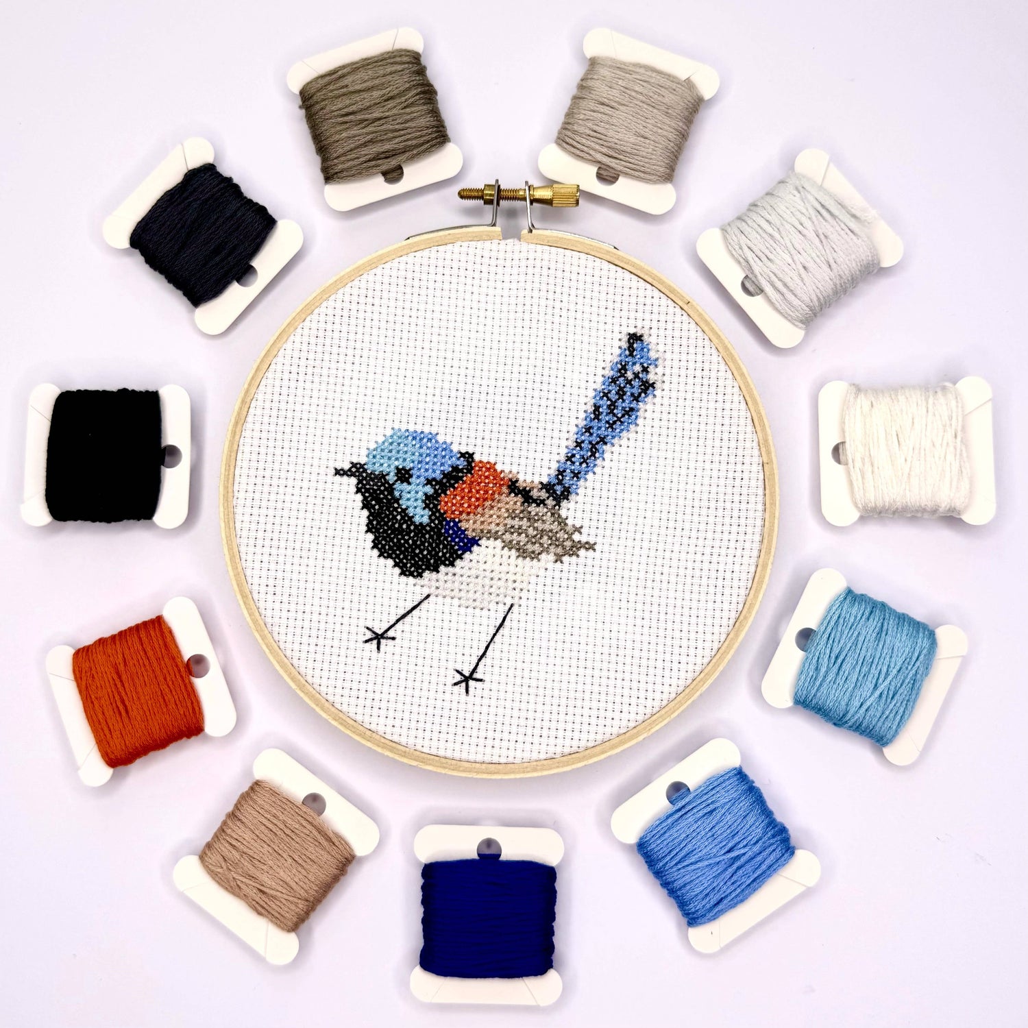 Lovely Fairy-wren Cross Stitch Kit: Without embroidery hoop