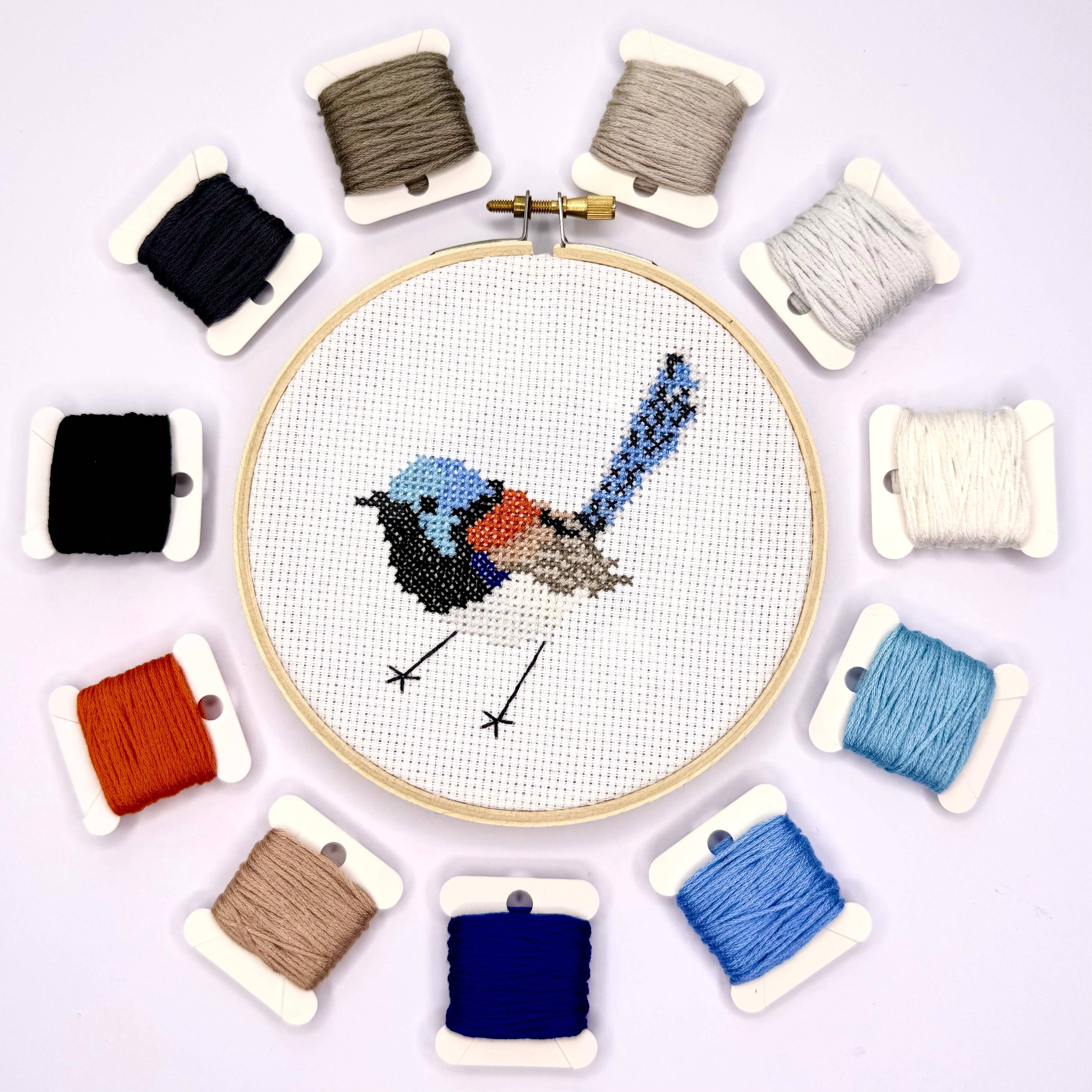 Lovely Fairy-wren Cross Stitch Kit: Without embroidery hoop