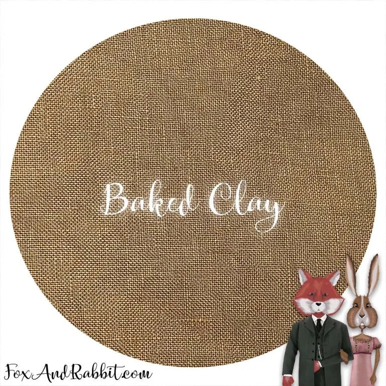 Hand Dyed Linen - Fox and Rabbit Baked Clay