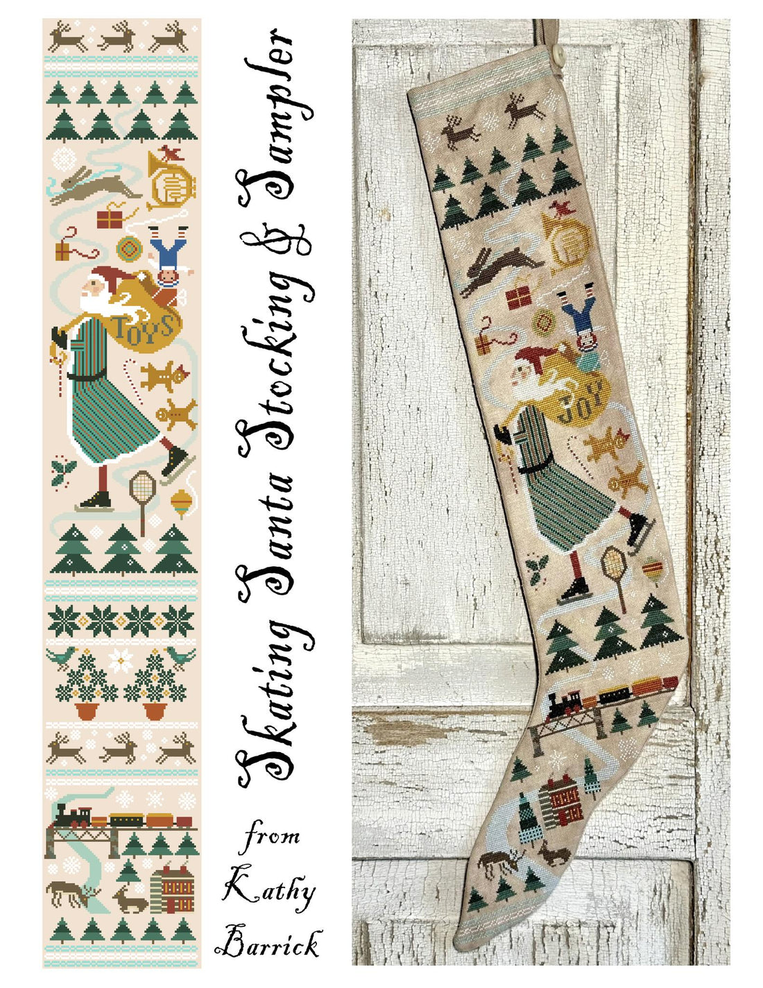 Kathy Barrick -Skating Santa Stocking