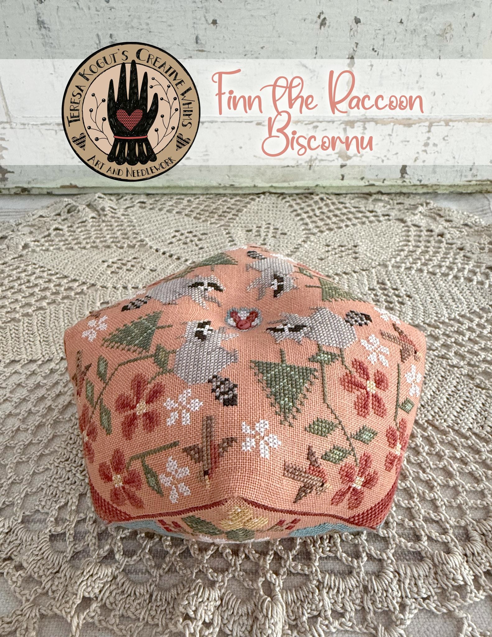 Teresa Kogut - Finn the Racoon Biscornu