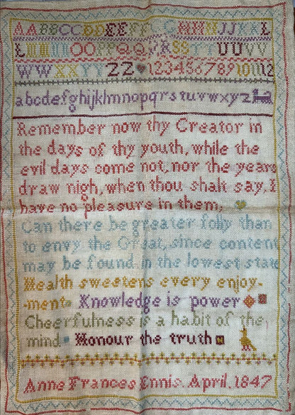 Cross Stitch Antiques - Anne Frances Kirkpatrick, 1847 Words to Live By