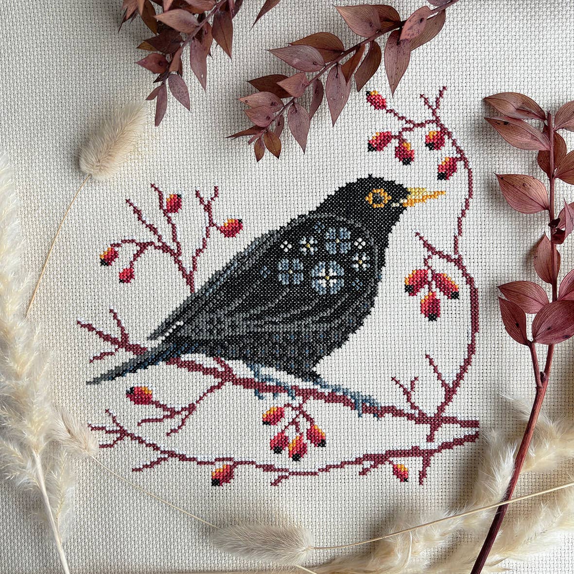 Blackbird at Dawn - Printed Pattern