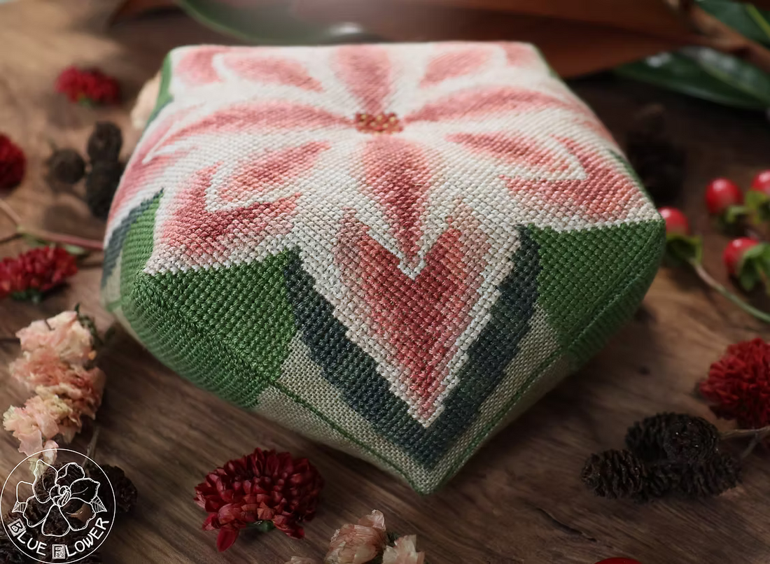 The Blue Flower - Poinsettia Biscornu