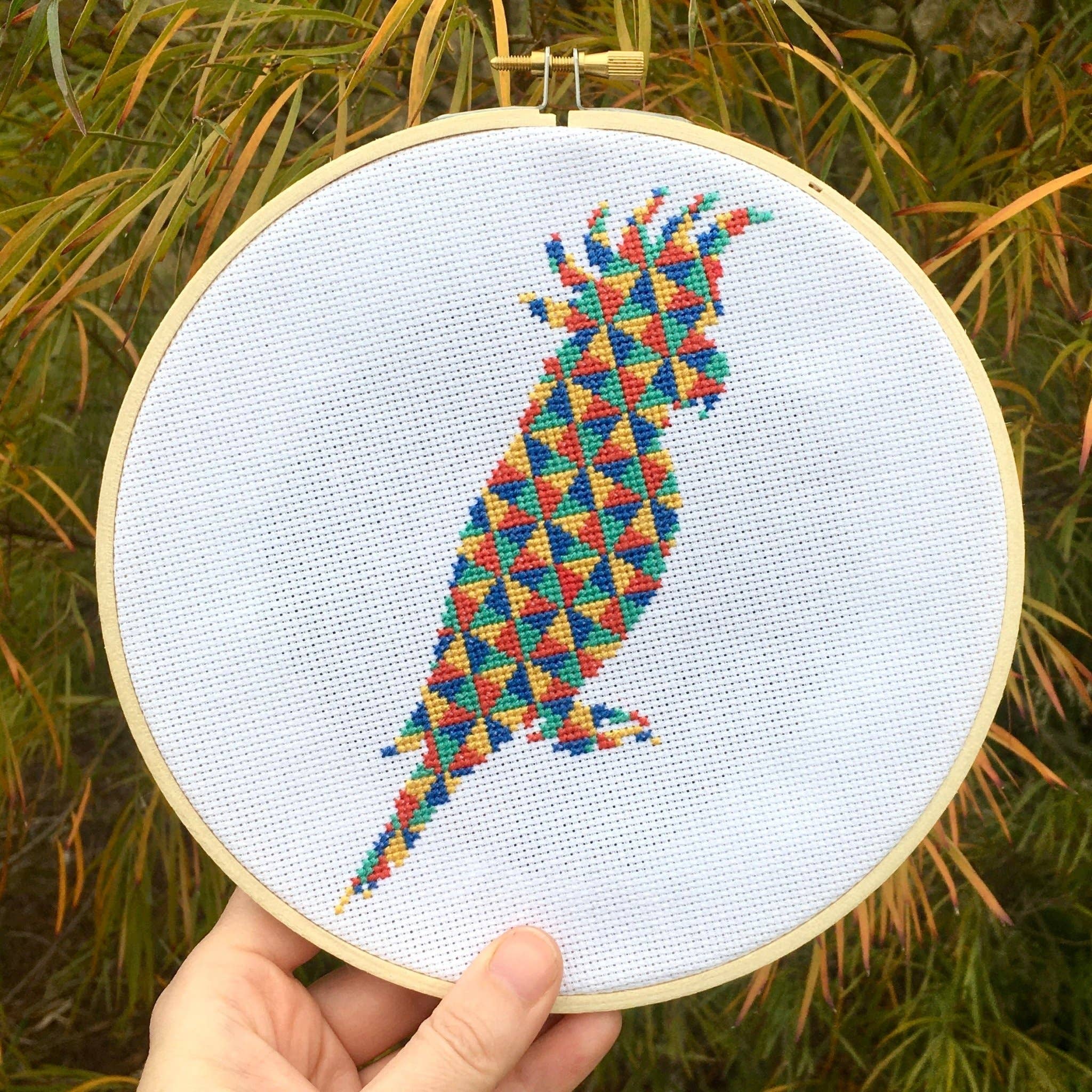 Motley Cockatoo Cross Stitch Kit: Without embroidery hoop