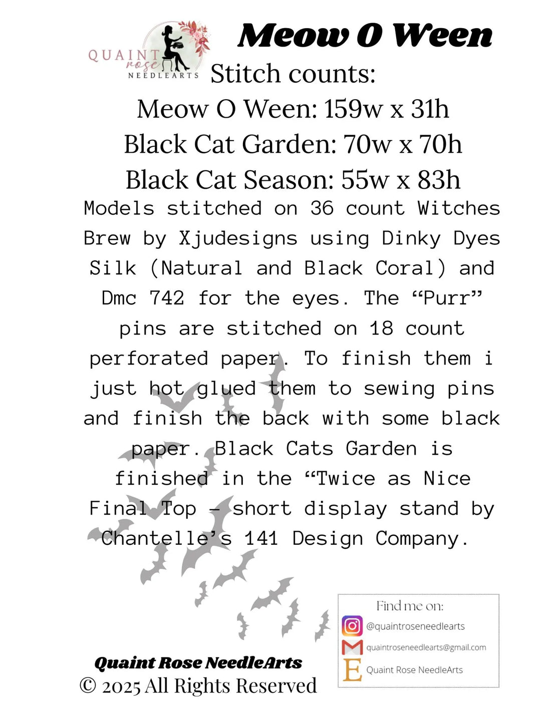 Quaint Rose NeedleArts - Meow O Ween