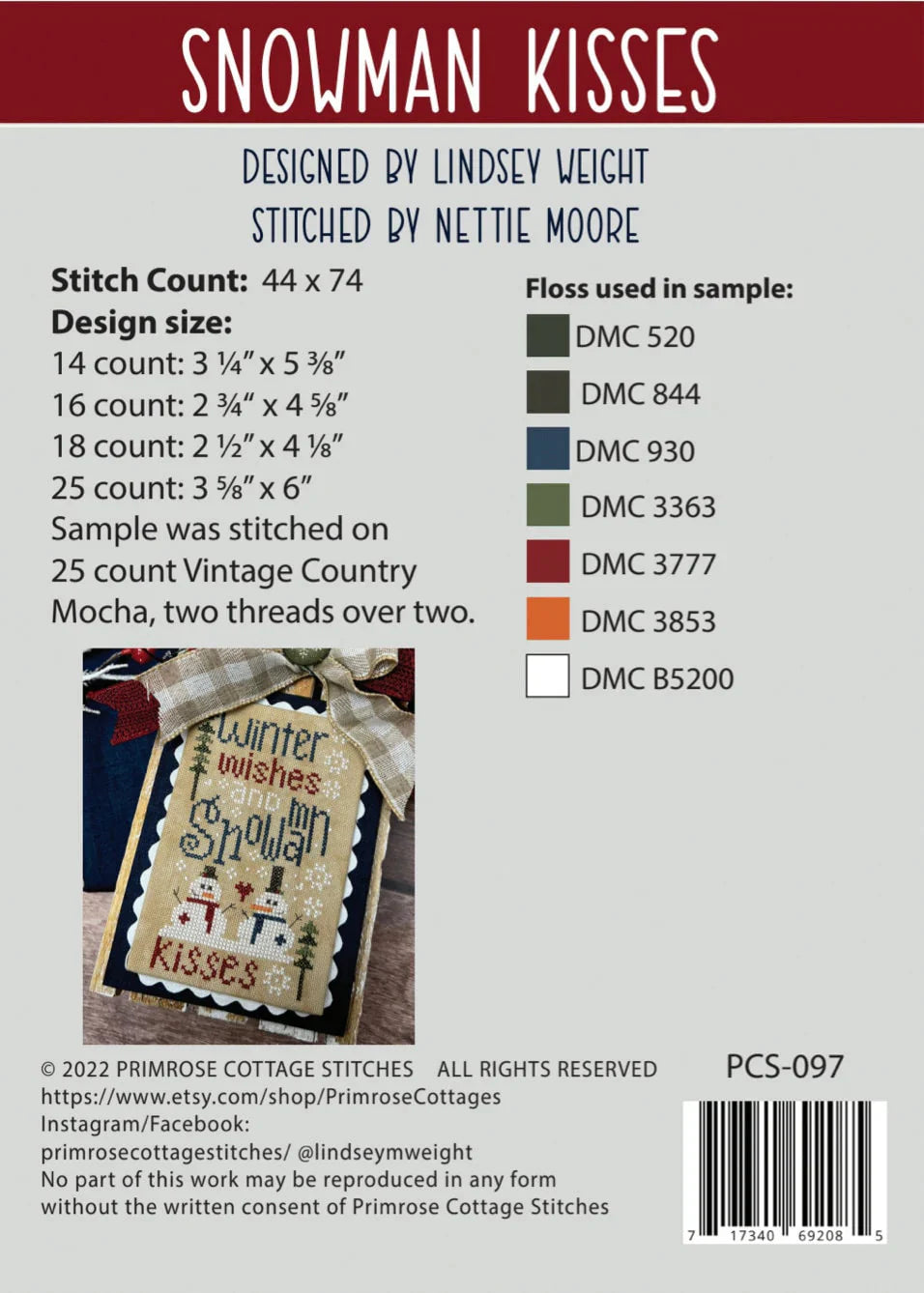 Primrose Cottage Snowman Kisses